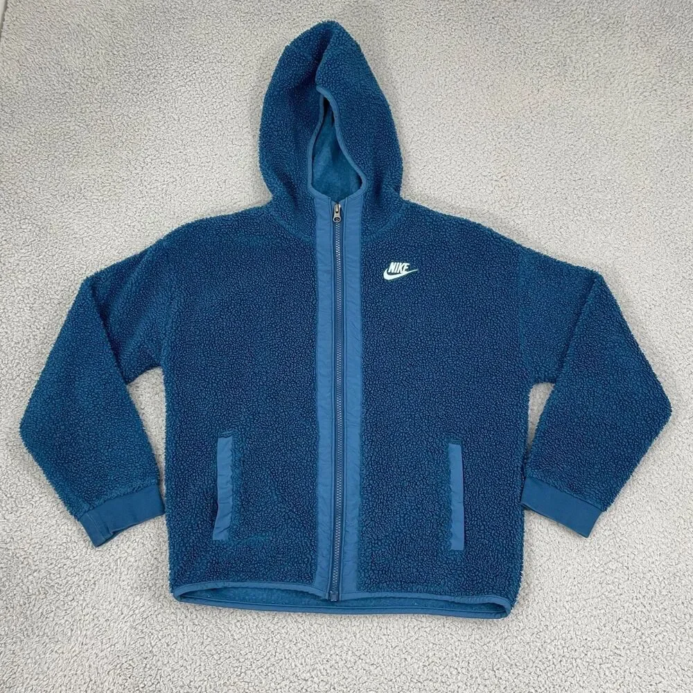 Nike Sportswear Club Winterized Sherpa‎ Fleece Youth L Blue Full Zip